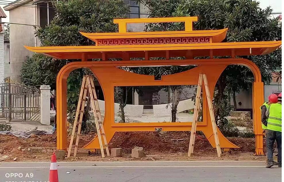 仿古候车亭安装效果